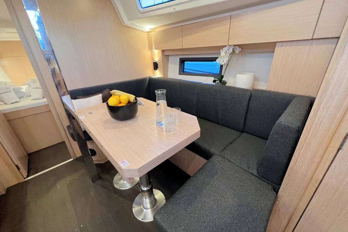 Salon of Mala Hana, a Bavaria C38 sailboat at Grad Pula, Croatia