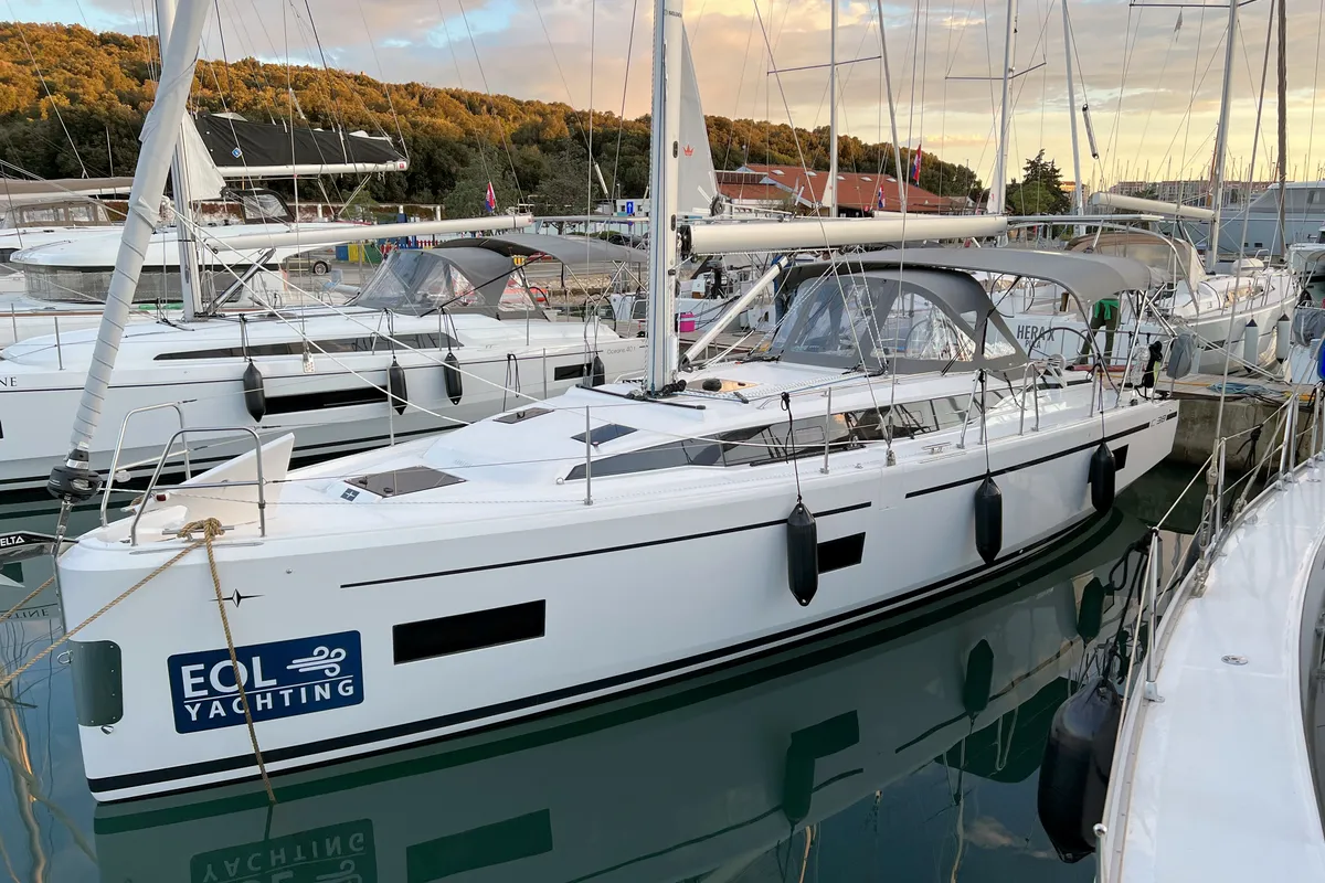 Exterior view of Mala Hana, a Bavaria C38 sailboat at Grad Pula, Croatia
