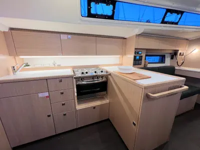 Galley of Mala Hana, a Bavaria C38 sailboat at Grad Pula, Croatia