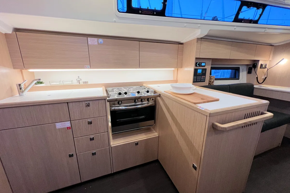 Galley of Mala Hana, a Bavaria C38 sailboat at Grad Pula, Croatia
