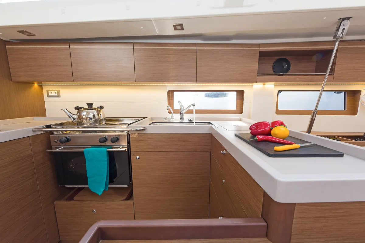 Galley of Cuba Libre, a Beneteau Oceanis 51.1 sailboat at Municipal Unit of Rhodes, Greece
