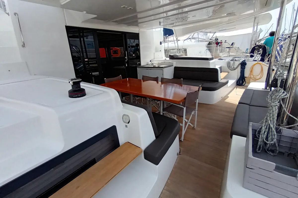 Cabin on Icarus, a Lagoon 50 catamaran at Athens, Greece