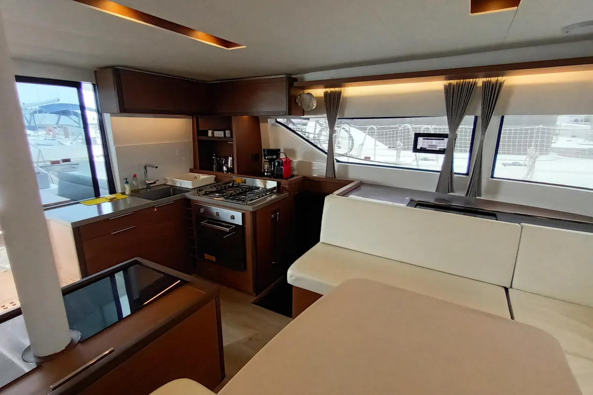 Galley of Icarus, a Lagoon 50 catamaran at Athens, Greece
