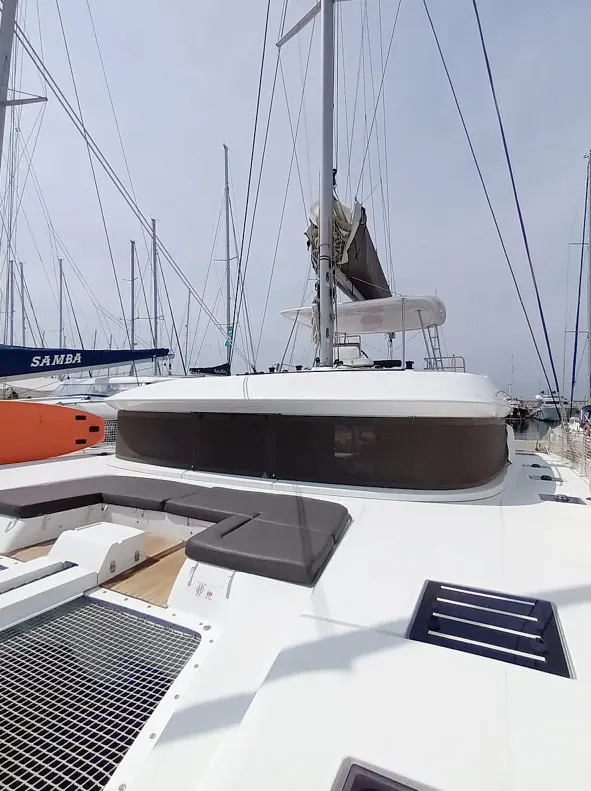 Deck of Icarus, a Lagoon 50 catamaran at Athens, Greece