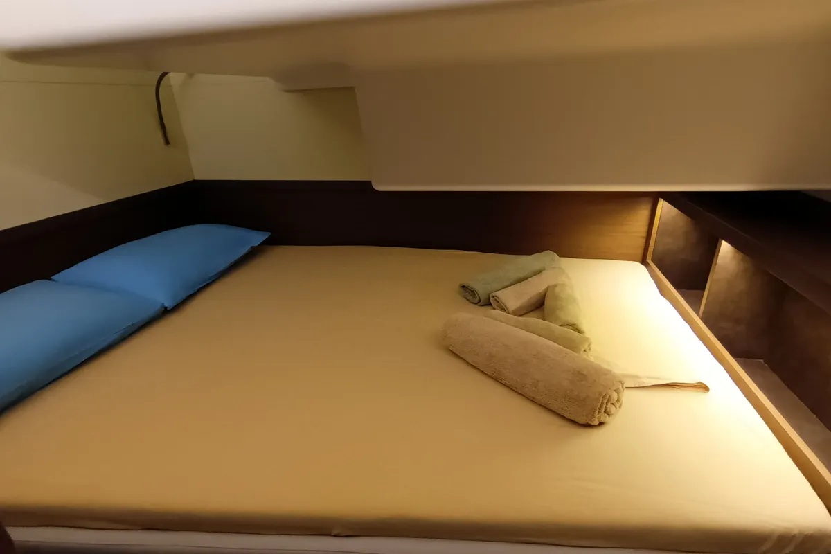 Cabin on Icarus, a Lagoon 50 catamaran at Athens, Greece
