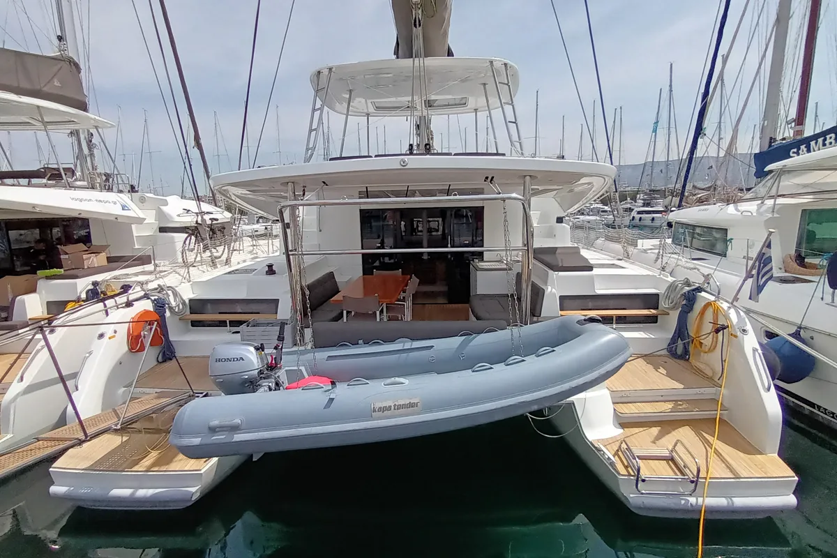 Head on Icarus, a Lagoon 50 catamaran at Athens, Greece