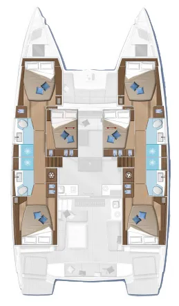Deck of Icarus, a Lagoon 50 catamaran at Athens, Greece