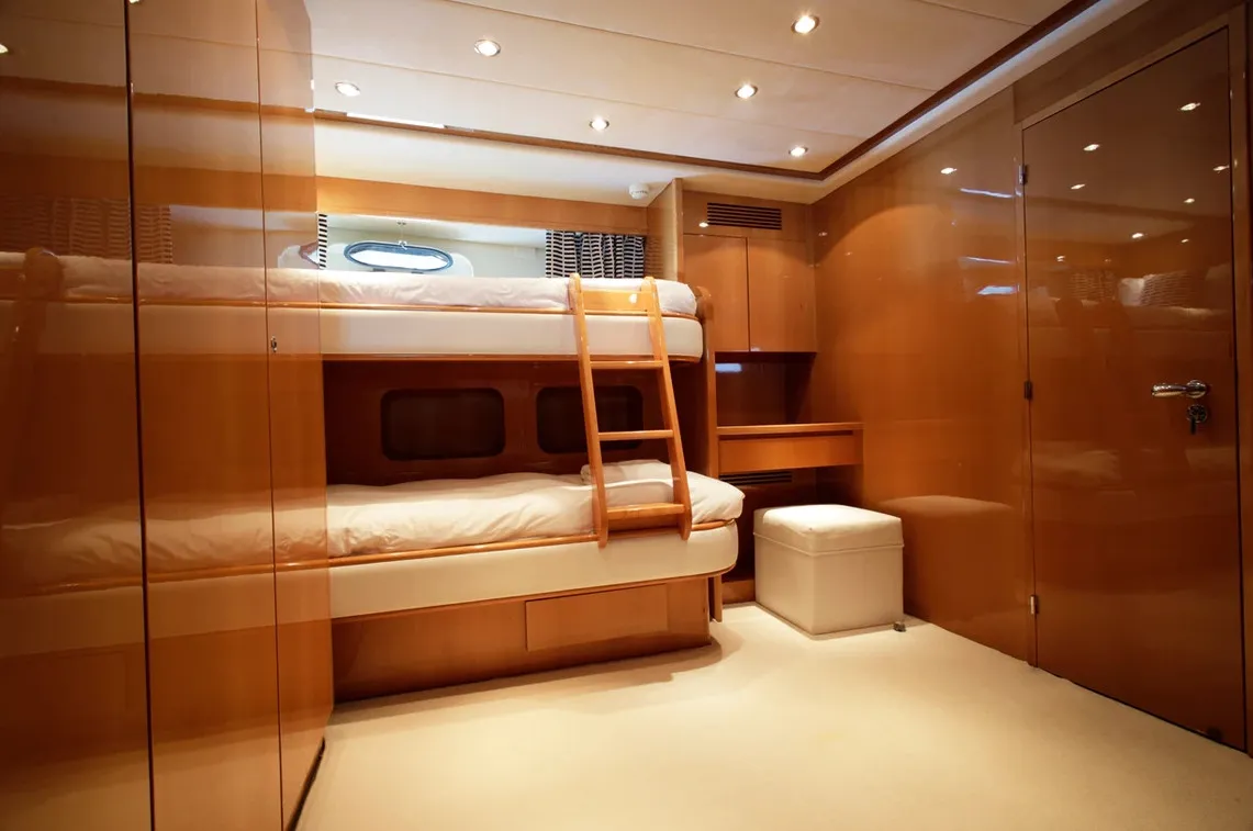 Cabin on Georg I, a Falcon 86 motor yacht at Palma de Mallorca, Spain