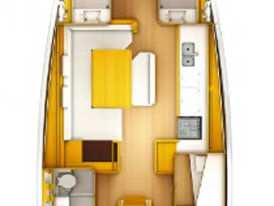 Floor plan of Alf, a Jeanneau Sun Odyssey 519 sailboat at Municipal Unit of Lefkada, Greece