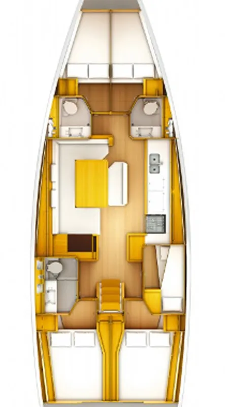 Floor plan of Alf, a Jeanneau Sun Odyssey 519 sailboat at Municipal Unit of Lefkada, Greece