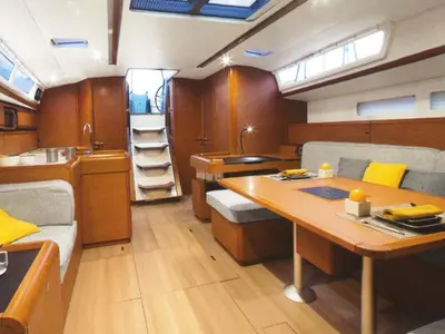 Salon of Alf, a Jeanneau Sun Odyssey 519 sailboat at Municipal Unit of Lefkada, Greece