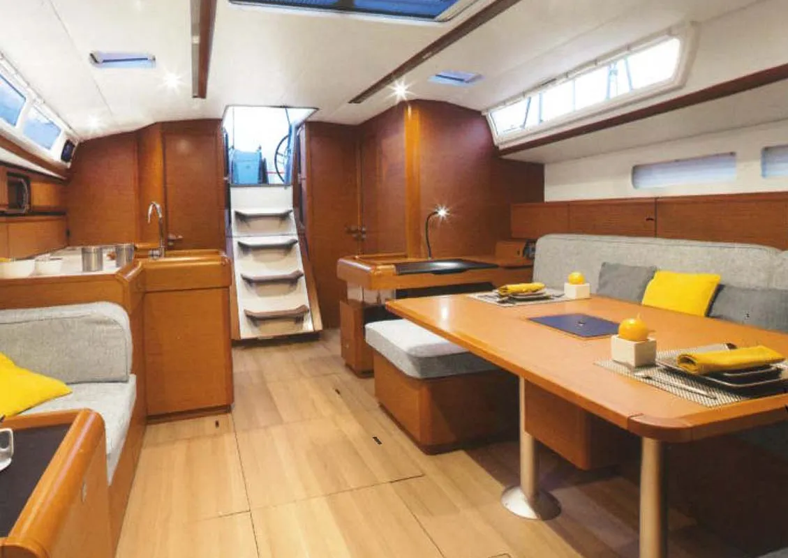 Salon of Alf, a Jeanneau Sun Odyssey 519 sailboat at Municipal Unit of Lefkada, Greece