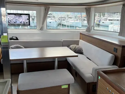 Salon of La Condesa, a Lagoon 46 catamaran at Grad Kaštela, Croatia