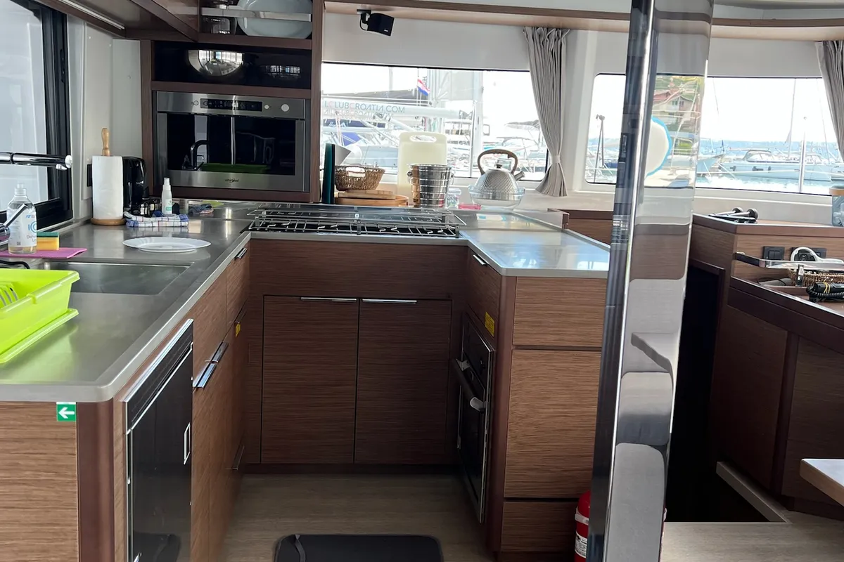 Galley of La Condesa, a Lagoon 46 catamaran at Grad Kaštela, Croatia