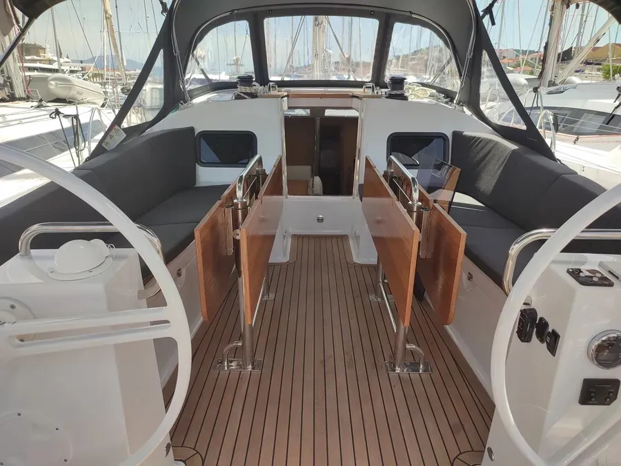Cockpit of Moonlight, a Elan Impression 45.1 sailboat at Trogir, Croatia