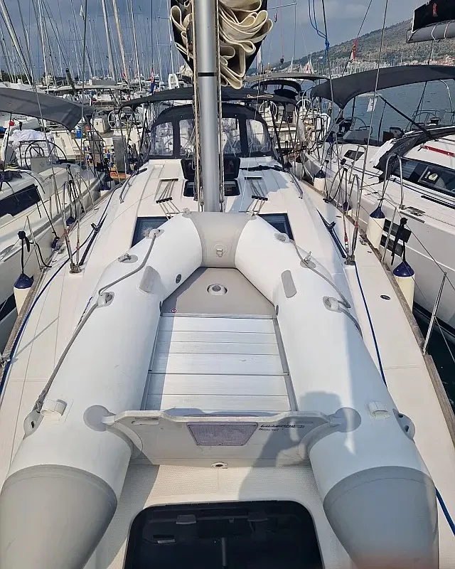 Deck of Moonlight, a Elan Impression 45.1 sailboat at Trogir, Croatia