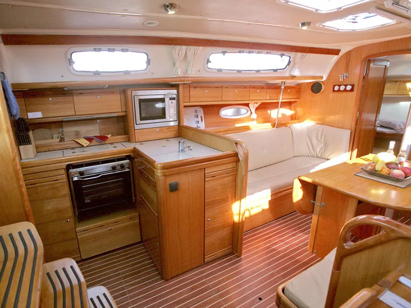 Galley of Aristoteles, a Bavaria 38 Cruiser sailboat at Lavreotiki Municipal Unit, Greece