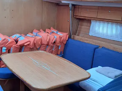 Salon of Pošip, a Bavaria 42 Cruiser sailboat at Grad Trogir, Croatia