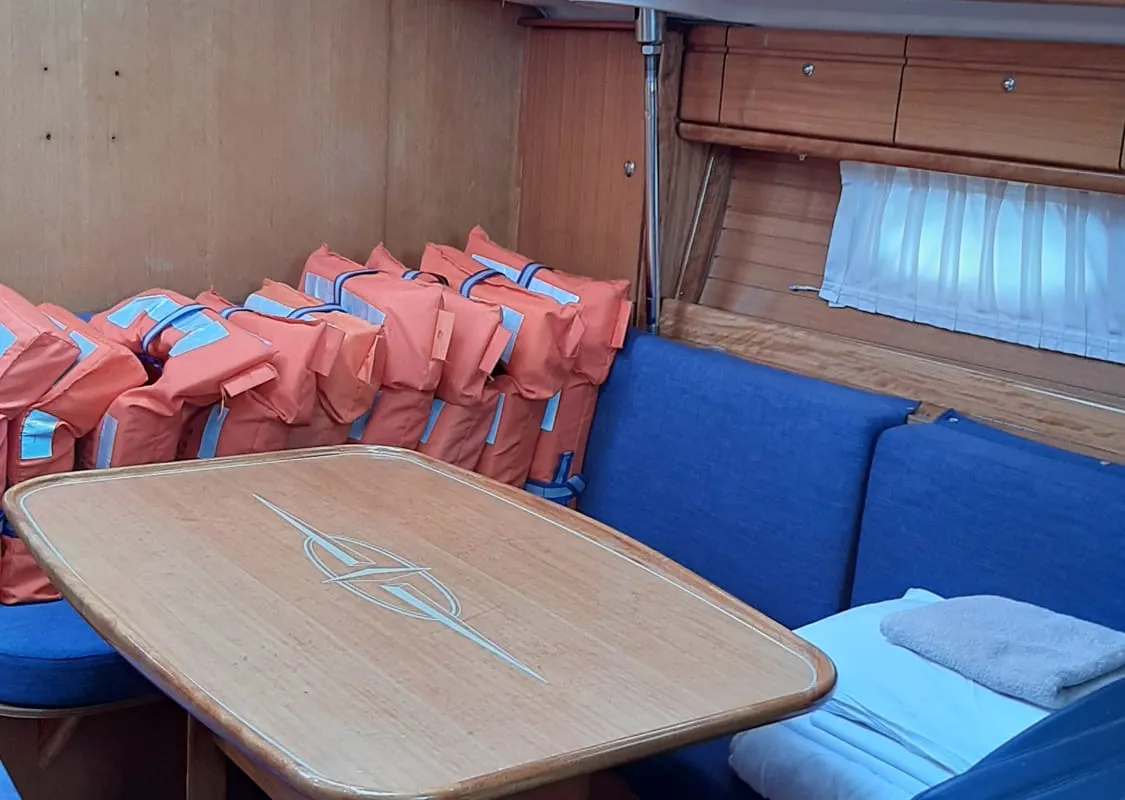 Salon of Pošip, a Bavaria 42 Cruiser sailboat at Grad Trogir, Croatia
