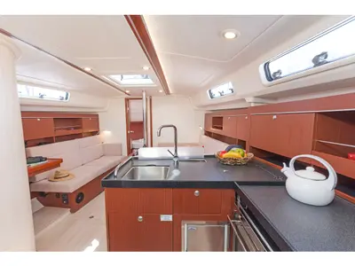 Salon of Capriccio, a Hanse 385 sailboat at Lavreotiki Municipal Unit, Greece