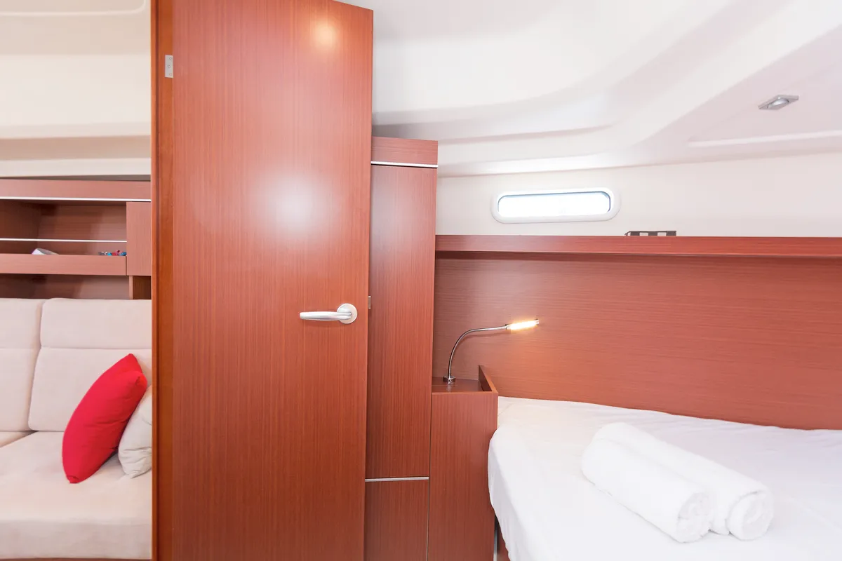 Cabin on Capriccio, a Hanse 385 sailboat at Lavreotiki Municipal Unit, Greece
