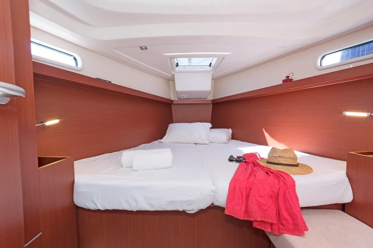Cabin on Capriccio, a Hanse 385 sailboat at Lavreotiki Municipal Unit, Greece