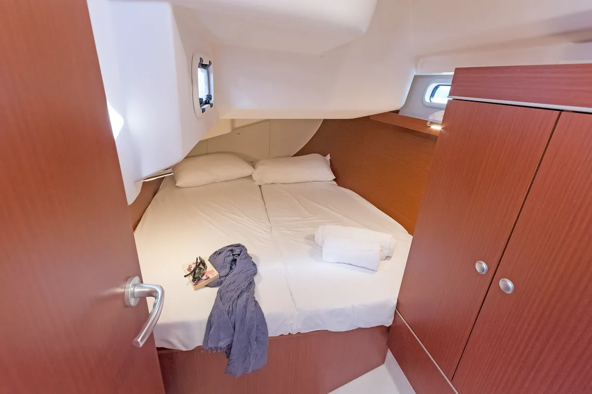 Cabin on Capriccio, a Hanse 385 sailboat at Lavreotiki Municipal Unit, Greece