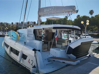 Exterior view of Matacena, a Bali 4.2 catamaran at Grimaud, France