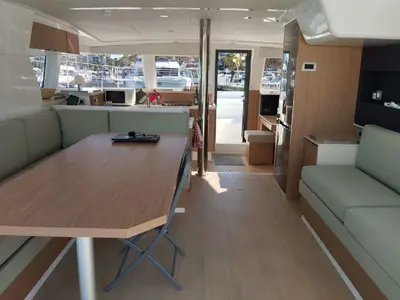 Salon of Matacena, a Bali 4.2 catamaran at Grimaud, France