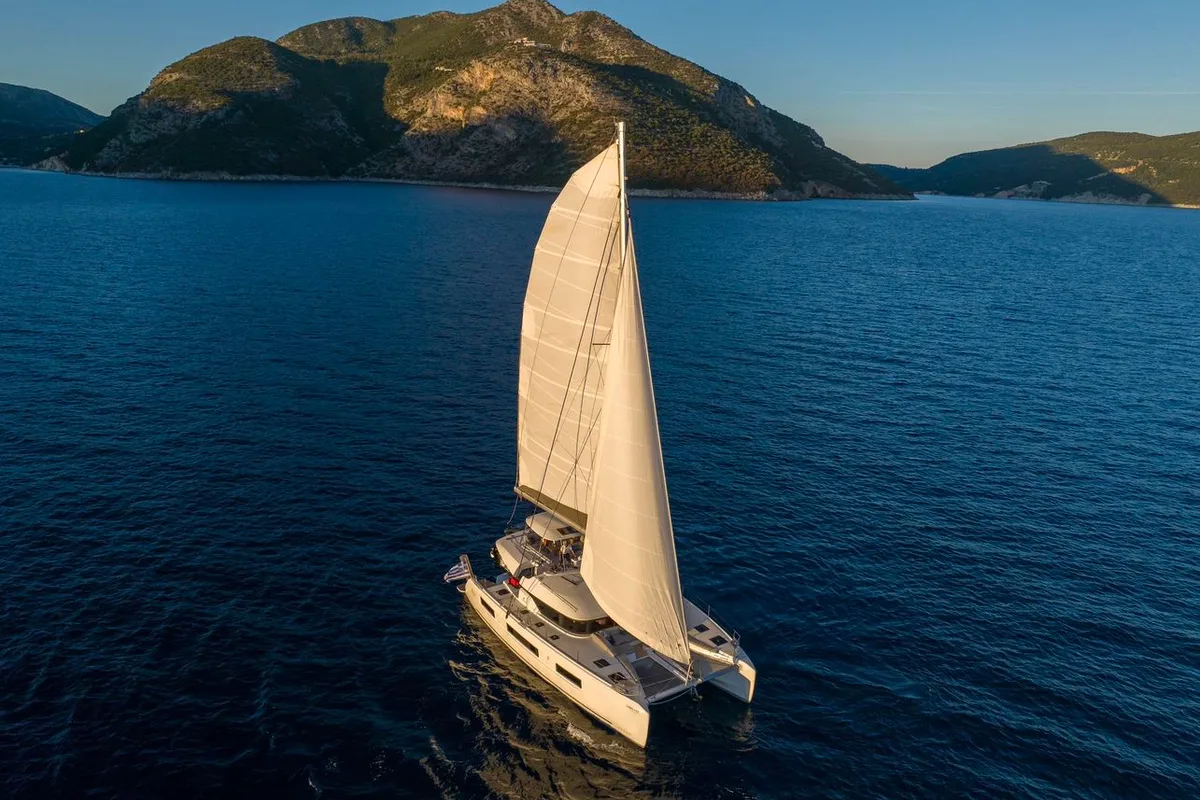 Exterior view of North Star, a Lagoon 51 catamaran at Municipal Unit of Lefkada, Greece