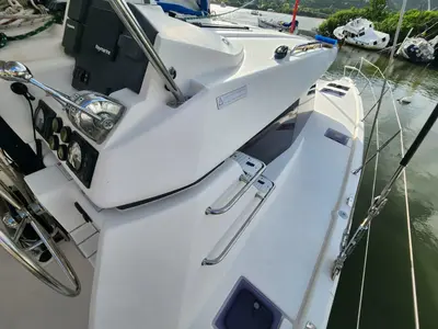Cockpit of Tropical Squeeze, a Leopard 45 catamaran at Road Town, British Virgin Islands