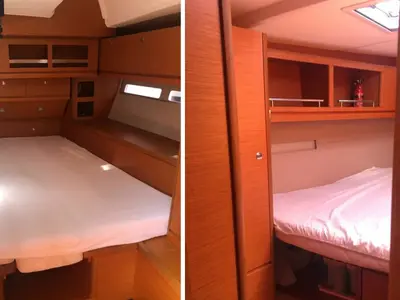 Cabin on Razzmatazz, a Dufour 56 Exclusive sailboat at Capo d'Orlando, Italy