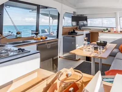 Galley of Ella, a Excess 11 catamaran at Mytikas, Greece