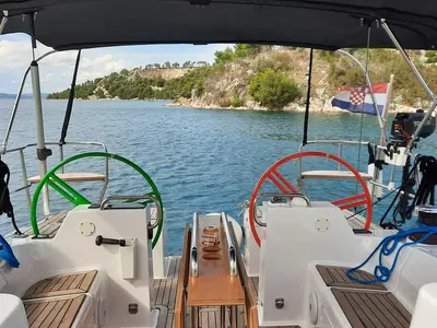 Cockpit of Tamikaya, a Elan Impression 40.1 sailboat at Punat, Croatia