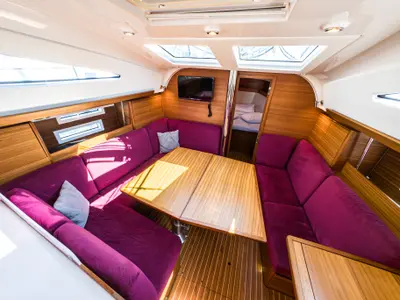 Salon of Tamikaya, a Elan Impression 40.1 sailboat at Punat, Croatia