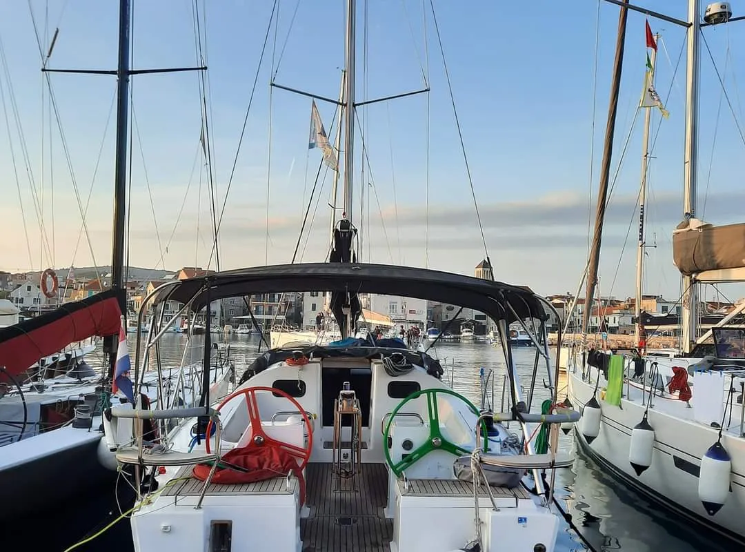 Deck of Tamikaya, a Elan Impression 40.1 sailboat at Punat, Croatia