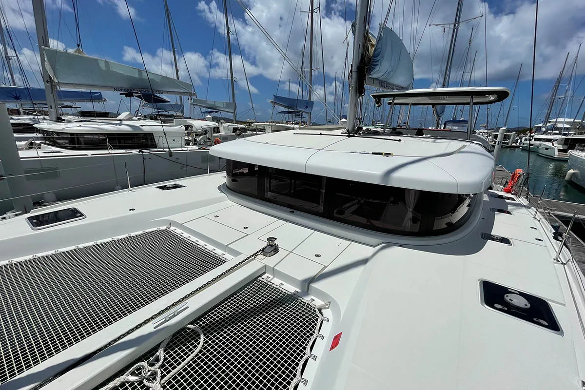 Deck of Moana, a Lagoon 42 catamaran at Road Town, British Virgin Islands