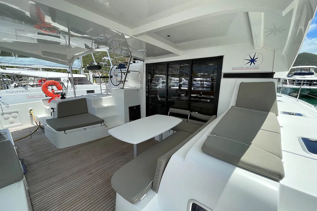 Deck of Moana, a Lagoon 42 catamaran at Road Town, British Virgin Islands