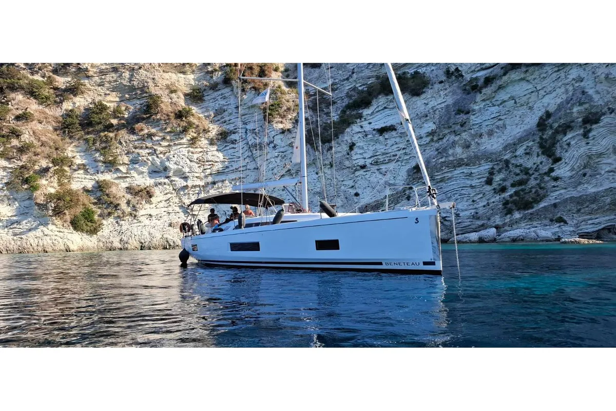 Exterior view of Lella Belle, a Beneteau Oceanis 46.1 sailboat at Athens, Greece
