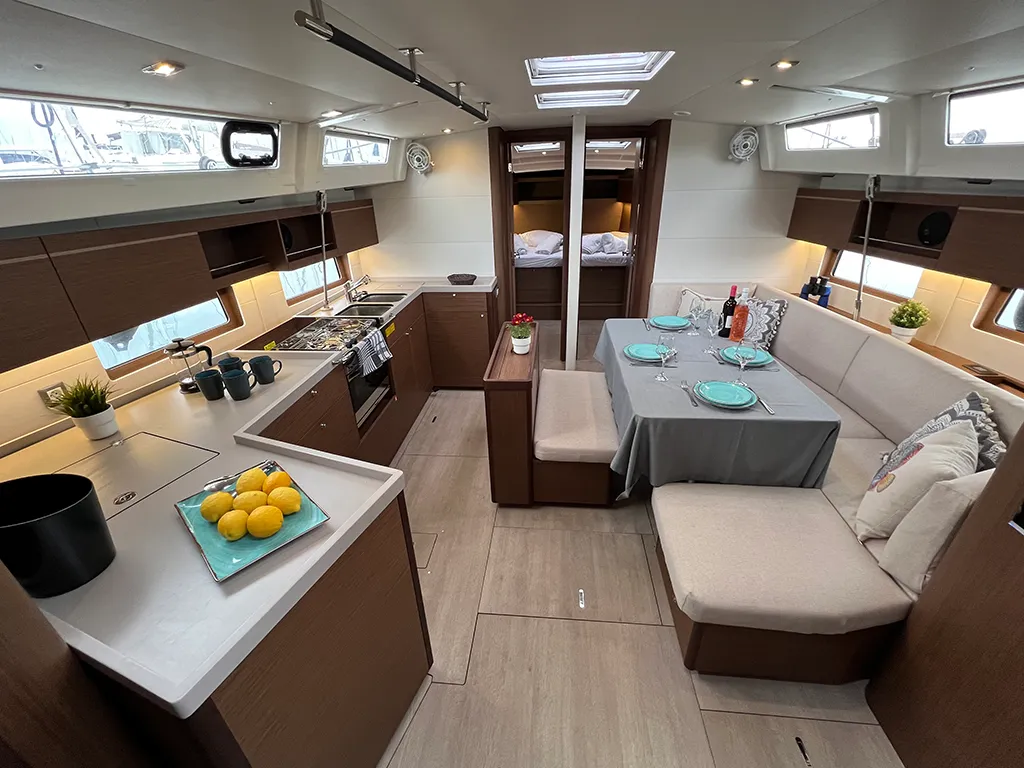 Salon of Lella Belle, a Beneteau Oceanis 46.1 sailboat at Athens, Greece