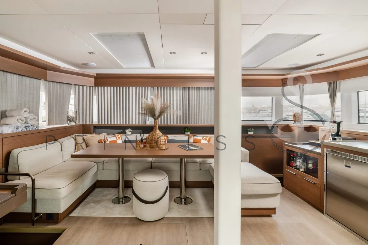 Salon of Princess S, a Lagoon 55 catamaran at Grad Kaštela, Croatia