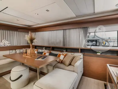 Salon of Princess S, a Lagoon 55 catamaran at Grad Kaštela, Croatia