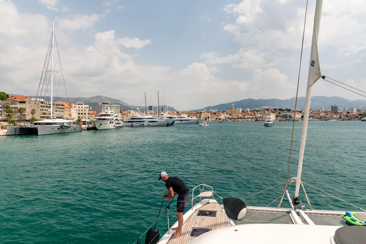 Princess S, a Lagoon 55 catamaran at Grad Kaštela, Croatia