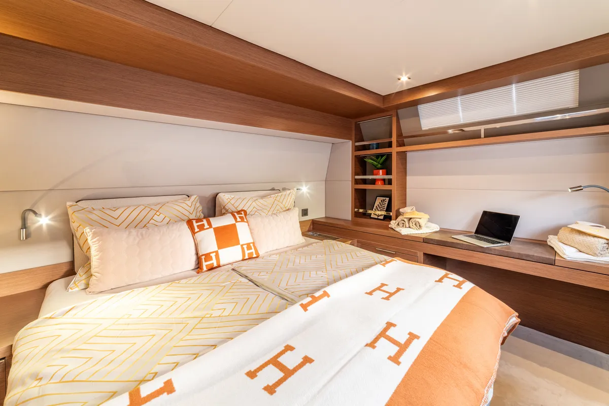 Deck of Princess S, a Lagoon 55 catamaran at Grad Kaštela, Croatia