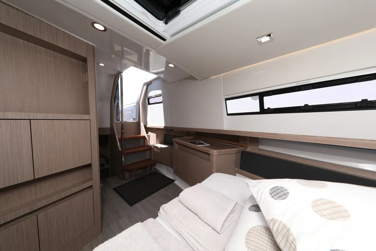 Cabin on No Name, a Fjord 44 Open motor yacht at Grad Kaštela, Croatia