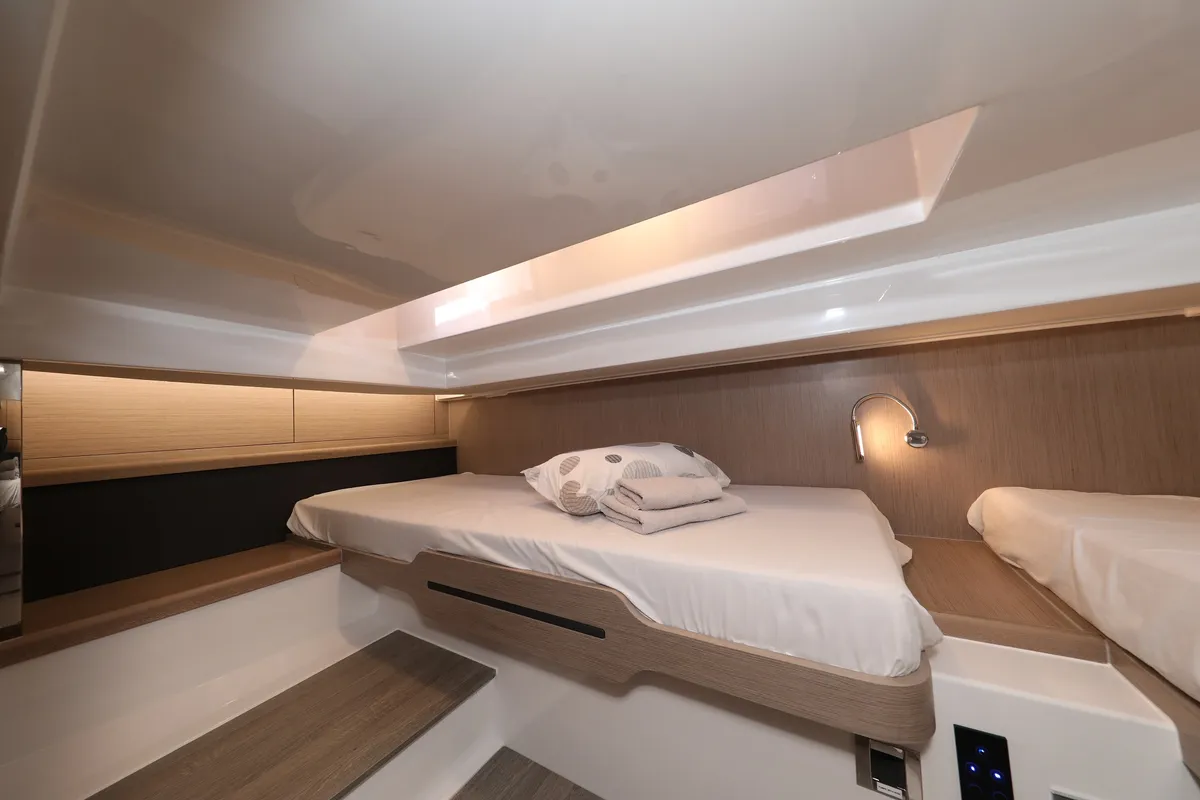 Cabin on No Name, a Fjord 44 Open motor yacht at Grad Kaštela, Croatia