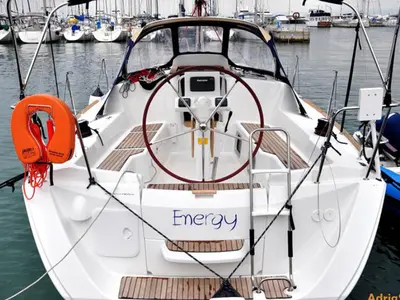 Cockpit of Energy, a Jeanneau Sun Odyssey 33i sailboat at Izola / Isola, Slovenia