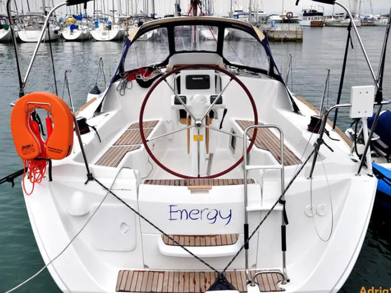 Cockpit of Energy, a Jeanneau Sun Odyssey 33i sailboat at Izola / Isola, Slovenia