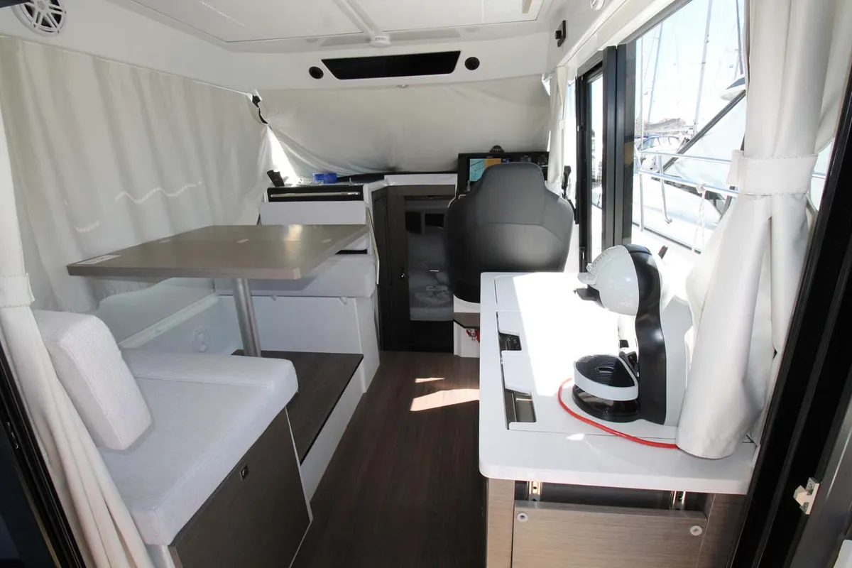 Salon of Navis Amoris, a Jeanneau Merry Fisher 895 Serie2 motorboat at Murter, Croatia