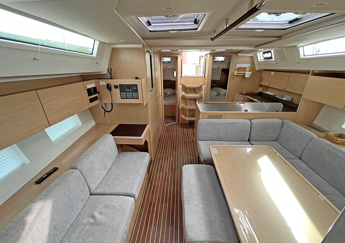 Salon of Sunny, a Bavaria C45 Style sailboat at Punat, Croatia